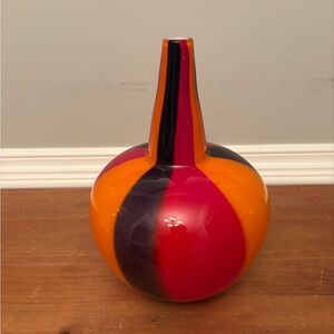 Murano Art Glass Multi Color Swirl Vase 11”